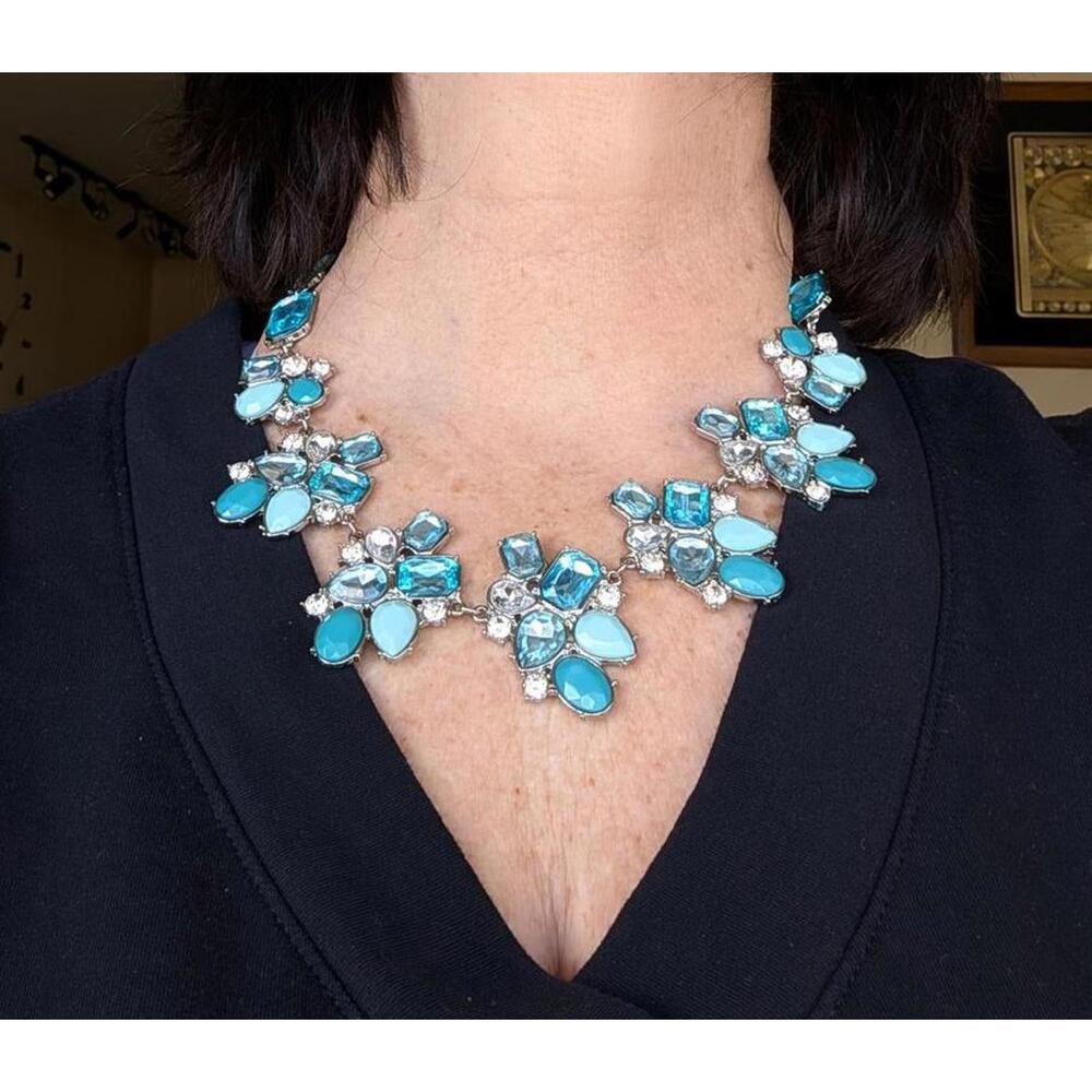 Blue and Turquoise Statement Gemstone Necklace - Picture 7 of 7